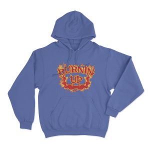 Burnin Up Vintage Flames Unisex Hoodie Blue