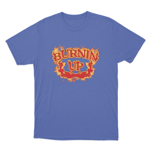 Burnin Up Vintage Flames Unisex T Shirt Blue