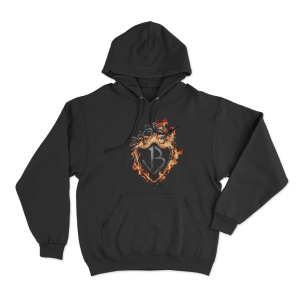 Burning Flames Logo Unisex Hoodie Black