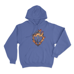 Burning Flames Logo Unisex Hoodie Blue