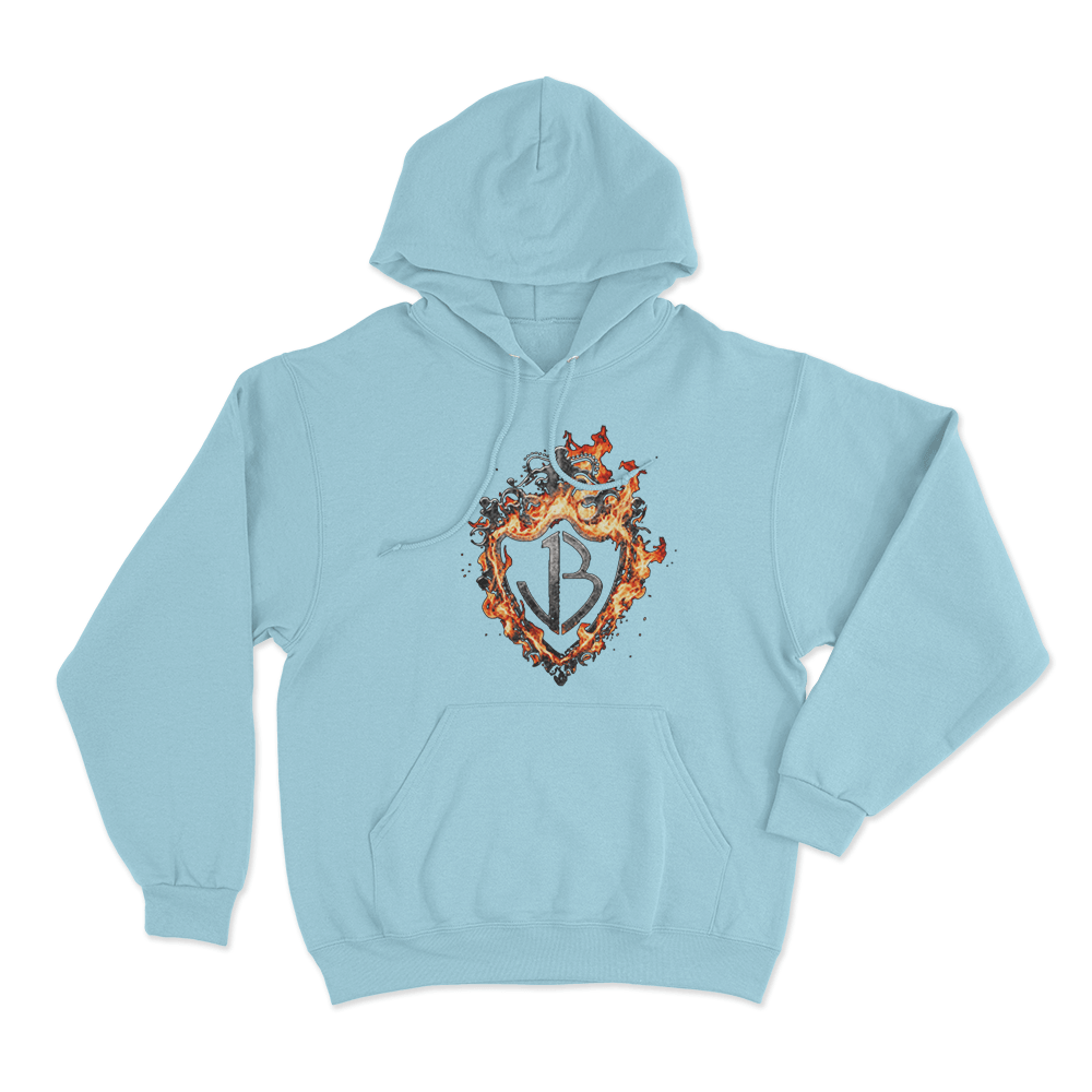 Burning Flames Logo Unisex Hoodie Sky Blue Burning Flames Logo Unisex Hoodie Sky Blue