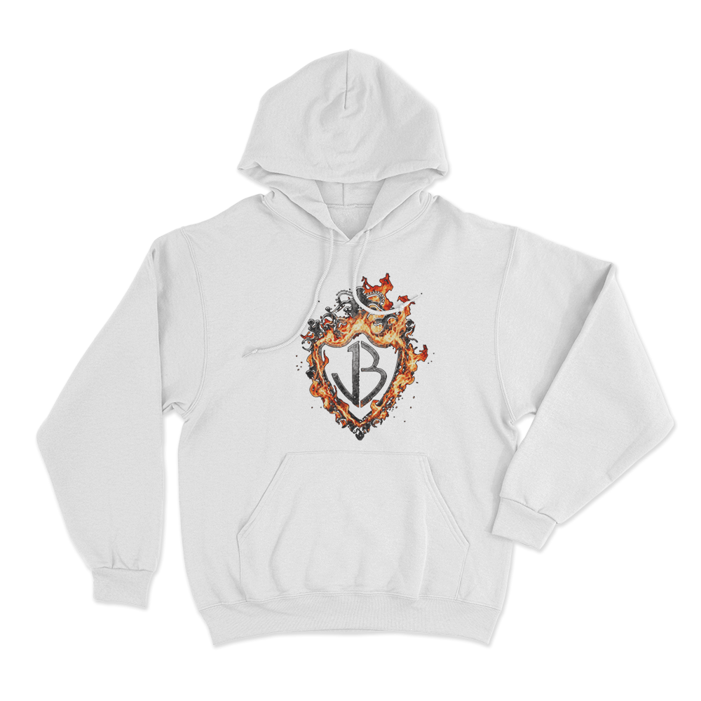 Burning Flames Logo Unisex Hoodie White Burning Flames Logo Unisex Hoodie White