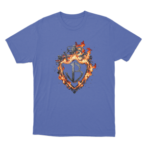 Burning Flames Logo Unisex T Shirt Blue