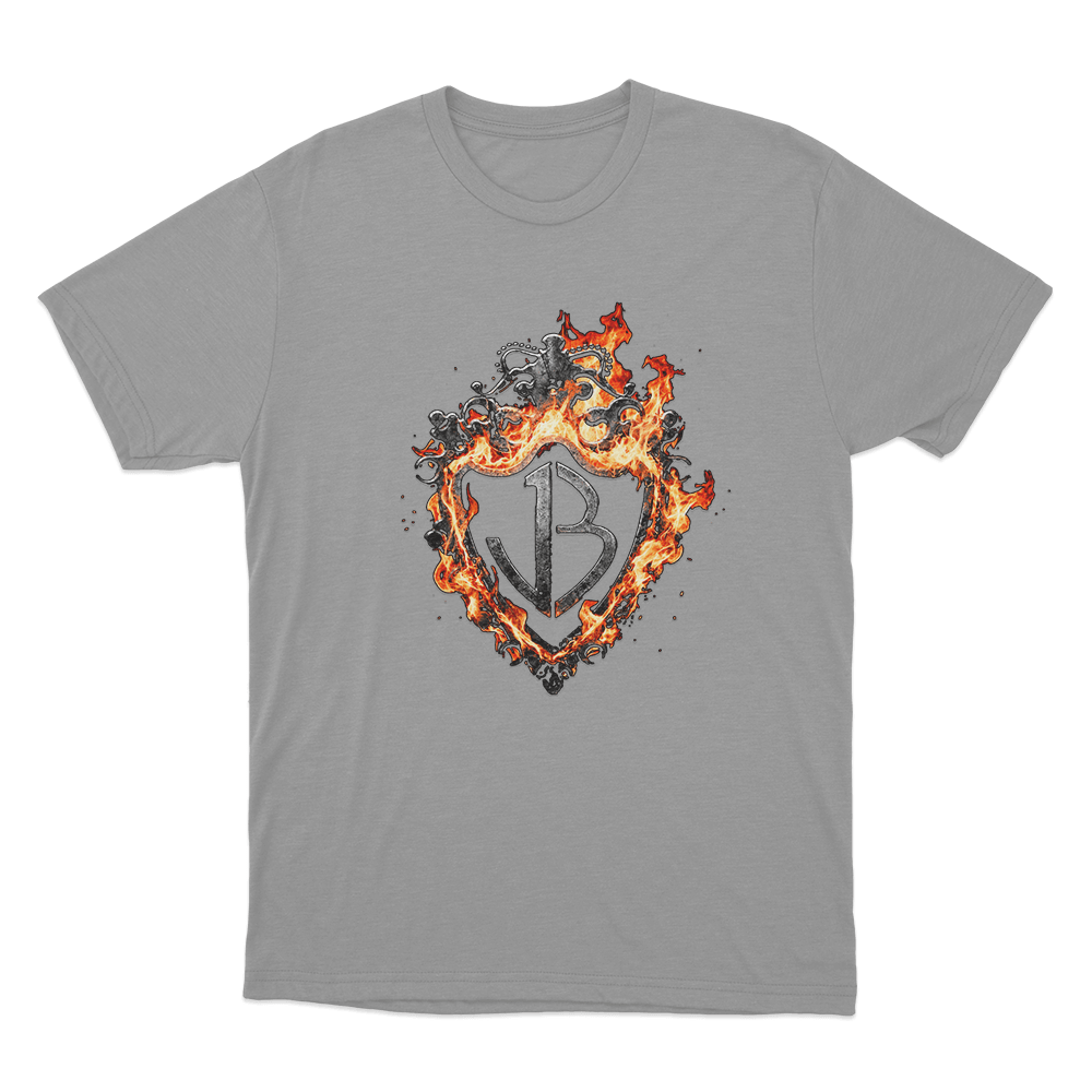 Burning Flames Logo Unisex T Shirt Grey Burning Flames Logo Unisex T Shirt Grey